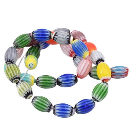 Millefiori-Röhrchenperle gemischte Farben – 8 x 12 mm – Loch: 1 mm (1 Strang)
