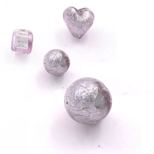 Kaufen Sie Perlen in der Schweiz Runde Muranoperle rosa antiksilber 7mm (1)