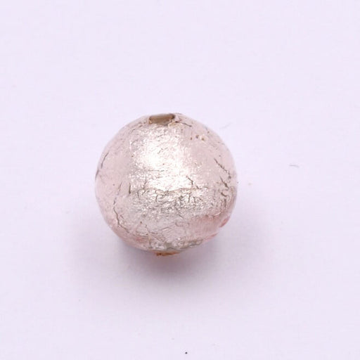 Achat Perle de Murano ronde Champagne et argent 10mm (1)