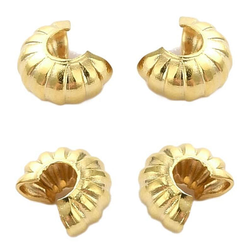 Achat Cache perle à écraser en laiton doré rainurées 4x3mm (10)