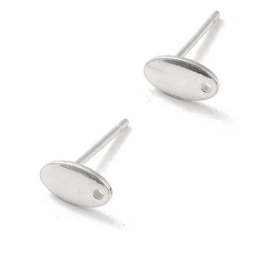 Boucles d'oreilles clou ovale 7x4mm argent 925 trou 0.9mm (2)