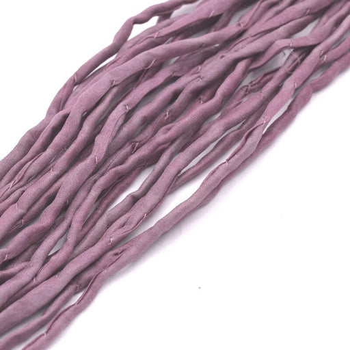 Cordon de soie naturelle teinture main violet parme 2mm (1m)