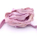 Ruban de soie sari recyclé effiloché froissé mauve 30mm (1m)