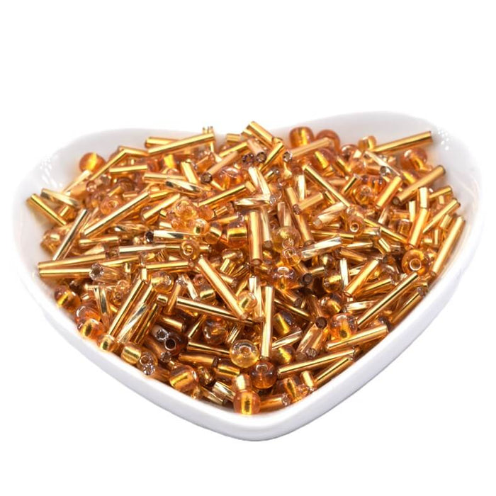Mix aus Rocailles und Stiftperlen – Topas Silberbeschichtet Gold (10 g)