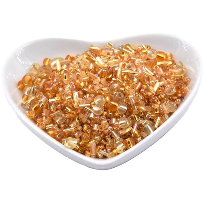 Mix aus Rocailles und Stiftperlen – Topas silberbeschichtet irisierend & mattiert (10 g)