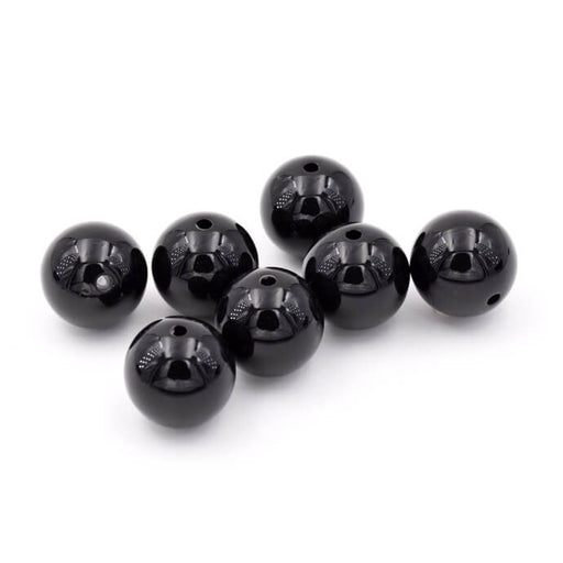 Kaufen Sie Perlen in der Schweiz Runde schwarze Harzperle 20 mm - Loch: 2,2 mm (20)