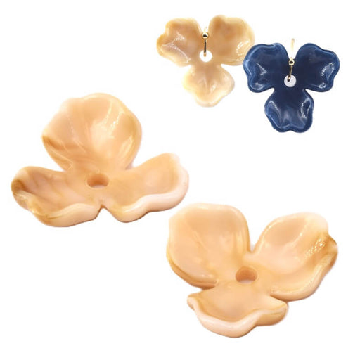 Perle fleur résine crème 25mm - Trou: 2mm (2)