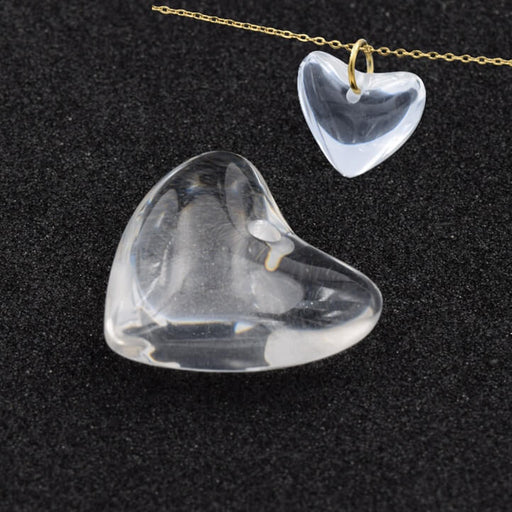 Pendentif résine coeur transparent 18x20mm - Trou : 1.2mm (1)