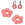 Vente au détail Perle forme fleur en résine rose 14.5mm - Trou : 5mm (4)