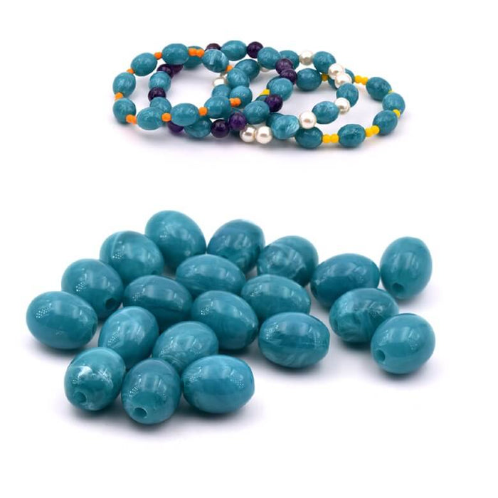 Ovale Harzperle. blaugrün 13 x 10 mm – Loch: 1.8 mm (20)