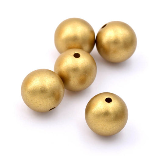 Rundperle Harz 14 mm – Goldbronze – Loch: 1.8 mm (30)