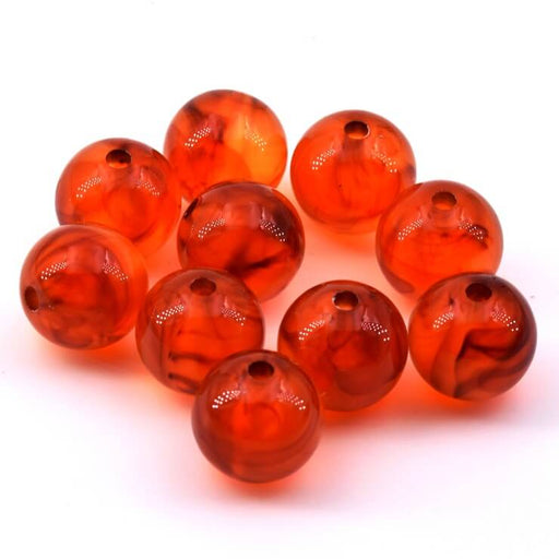 Perle ronde en résine orange ambre 14mm - Trou : 2mm (30)