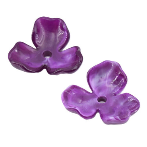 Perle fleur résine violet foncé opaque 25mm - Trou: 2mm (2)