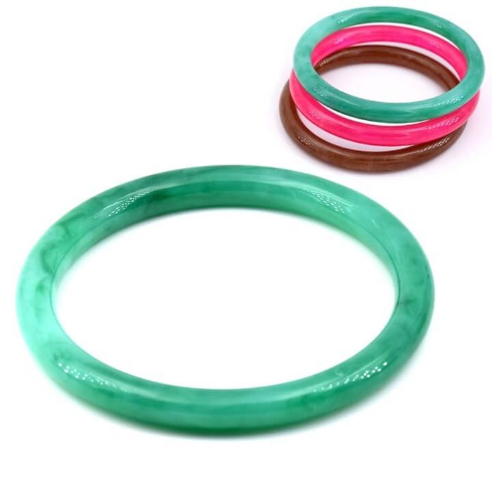 Bracelet jonc en résine vert jade marbré 67x7mm (1)