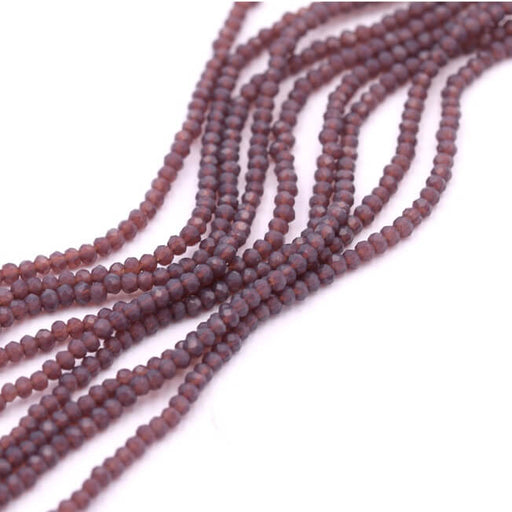 Achat Perles verre facettes violettes opaque 2.5mm, trou 0.5mm-fil 33cm (1 fil)