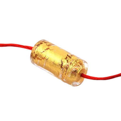 Perle tube à la feuille d'or façon Murano en verre 21x10mm (1)