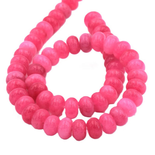 Kaufen Sie Perlen in der Schweiz Donut rondelle Perlen Rosa getönte Jade - 10x7mm - Loch: 1mm (1 Strang - 37cm)