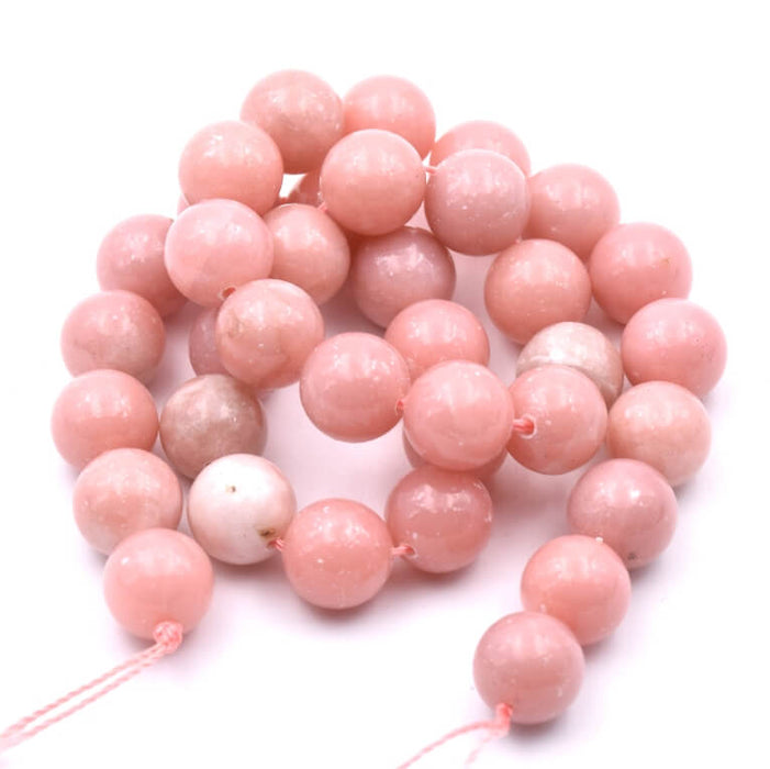Perles rondes opale rose naturelle 10mm - Trou: 1mm (1 Fil-37cm)