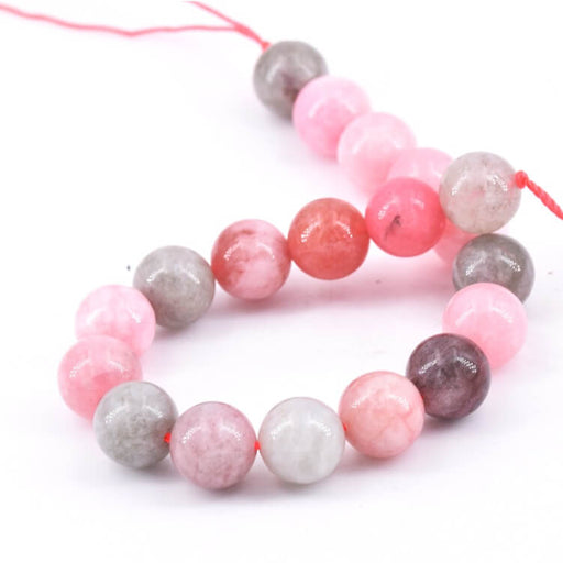 Perle ronde en jade mix pastel 10mm - Trou: 1mm (1 fil-19m)