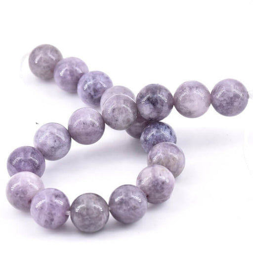 Perle ronde en jade gris bleu parme - 10mm - Trou: 1mm (1 fil-19m)