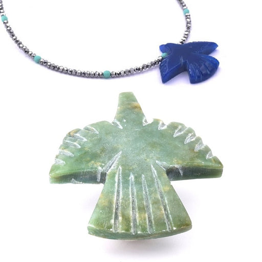 Grüner Jade-Anhänger, Perle, Vogel, Adler, Kondor, 35 x 25 mm (1)