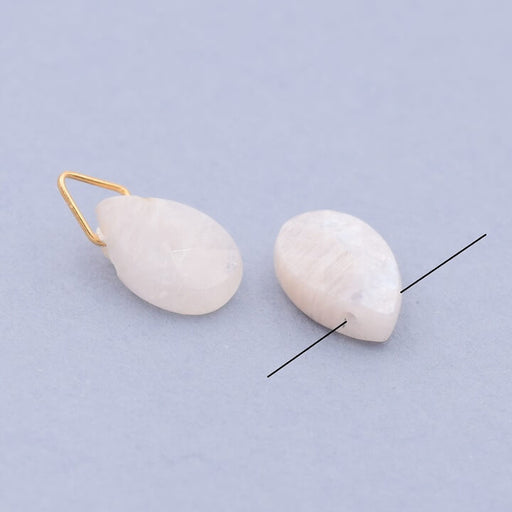 Kaufen Sie Perlen in der Schweiz Tropfenanhänger facettierter Mondstein 12x8x4mm - Loch: 0.7mm (1)