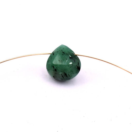 Achat Pendentif coeur poire facettes Emeraude brute 8x8mm - Trou : 0.5mm (1)