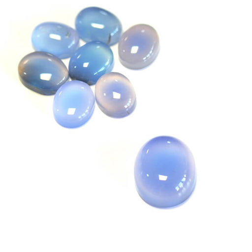 Kaufen Sie Perlen in der Schweiz Ovaler Cabochon aus blau getöntem Achat 10x8mm (1)