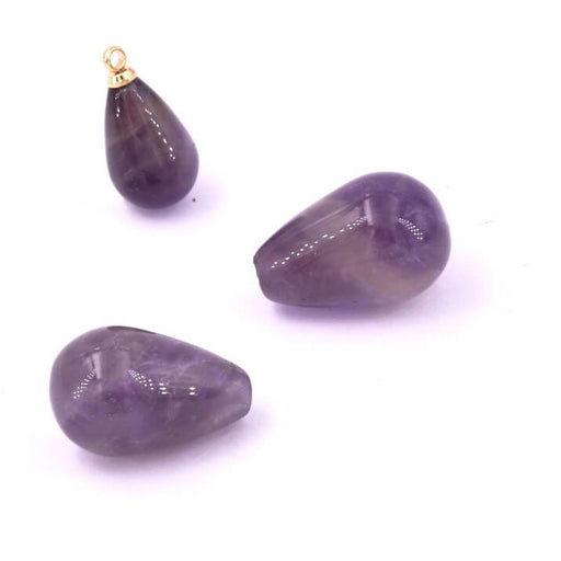 Kaufen Sie Perlen in der Schweiz Halbgebohrte Tropfenperle Amethyst 13x6mm - Loch: 1mm (2)