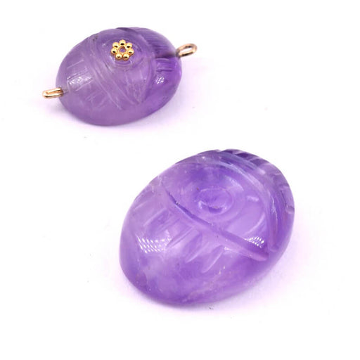 Kaufen Sie Perlen in der Schweiz Geschnitzte Amethyst-Augenperle 17x13mm - Loch: 0,6mm (1)