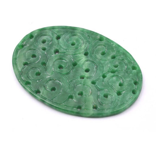 Achat Pendentif connecteur ovale ajouré arabesques jade vert 49x25mm (1)