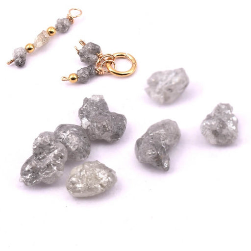 Achat Perle pépite en Diamant brut gris 3-4x2-3mm - trou:0.4mm (5)