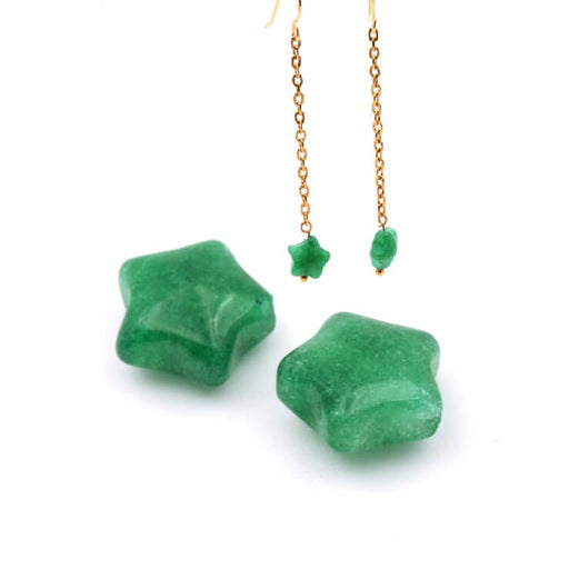 Achat Perle étoile sculptée en jade teinté vert 8mm - Trou: 0.8mm (2)