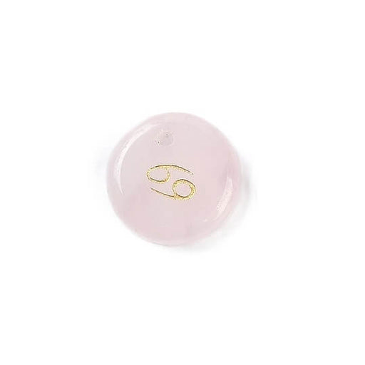 Pendentif quartz rose 12mm signe astrologique Cancer - Trou: 1mm (1)