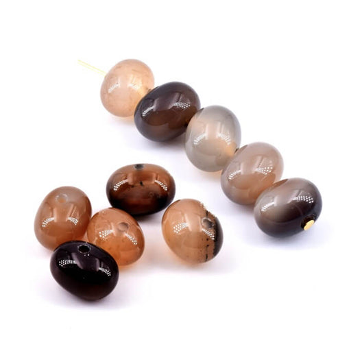 Perles rondelle large en agate naturelle 12-13.5x9-10mm - Trou: 1.2mm (5)