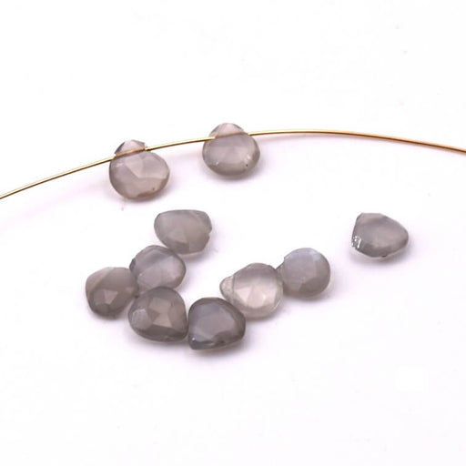 Facettierter tropfenförmiger Anhänger – Grauer Achat – 4–6 x 4–5 mm – Loch: 0.3 mm (10)