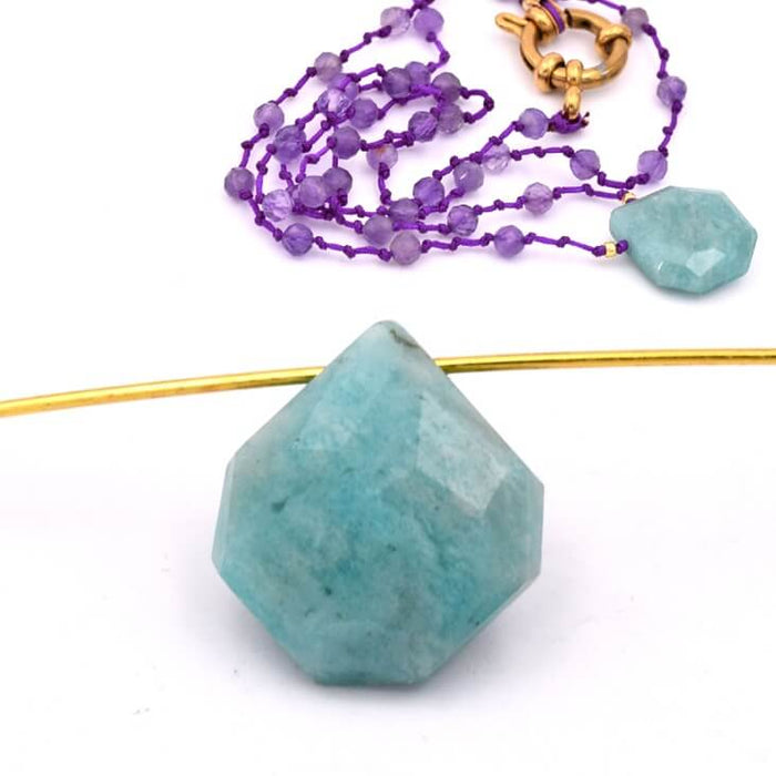Facettierter polygonaler Tropfenanhänger aus Amazonit – 15 x 14 mm – Loch: 0.8 mm (1)
