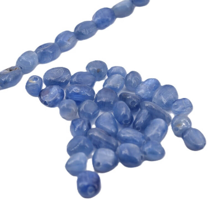 Perles petit galet Cyanite 4-6mm - Trou: 0.9mm (32 perles-20cm)