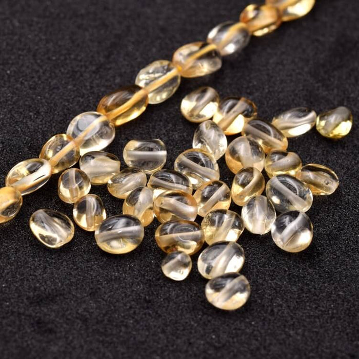 Perles petit galet Citrine 5-7mm - Trou: 0.9mm (32 perles-20cm)