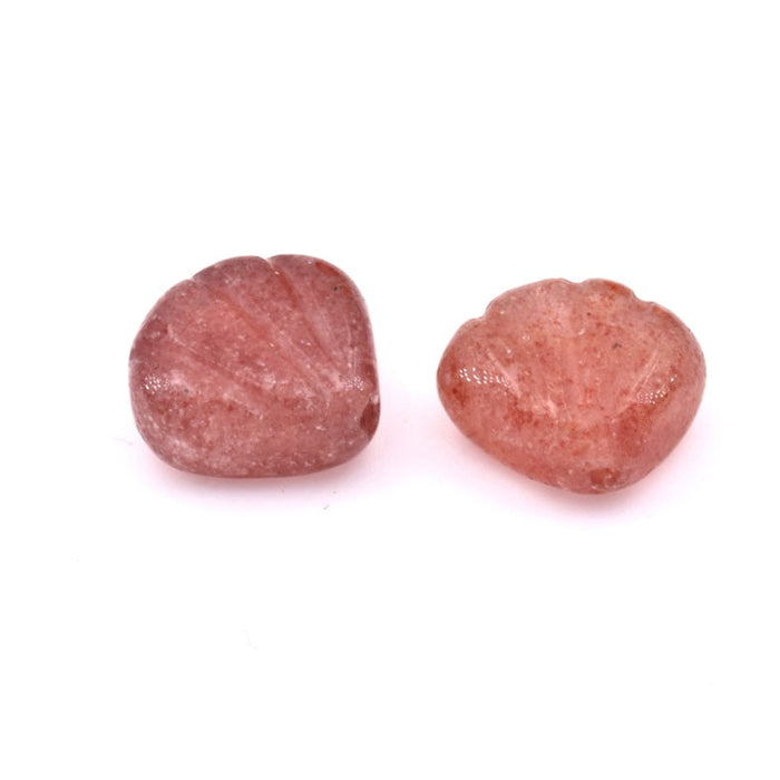 Pendentif perle goutte gravé coquillage Quartz fraise 13mm trou:1mm (2)