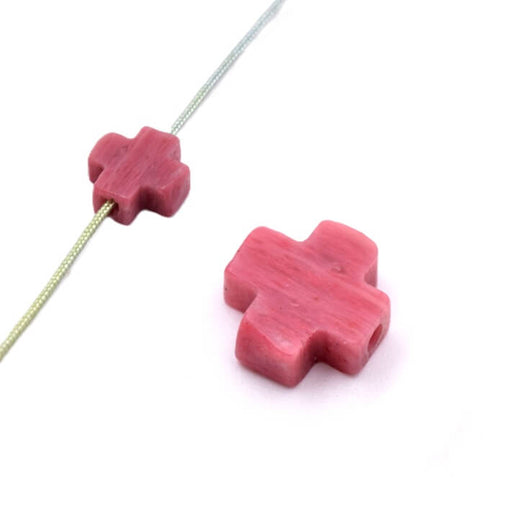 Perle croix Rhodonite 8mmx3mm - Trou: 1.1mm (1)