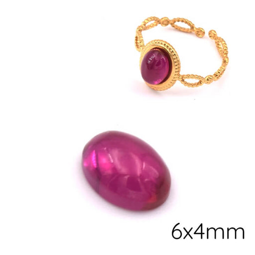 Achat Cabochon ovale en corindon teinté rouge grenat 8x6mm (1)