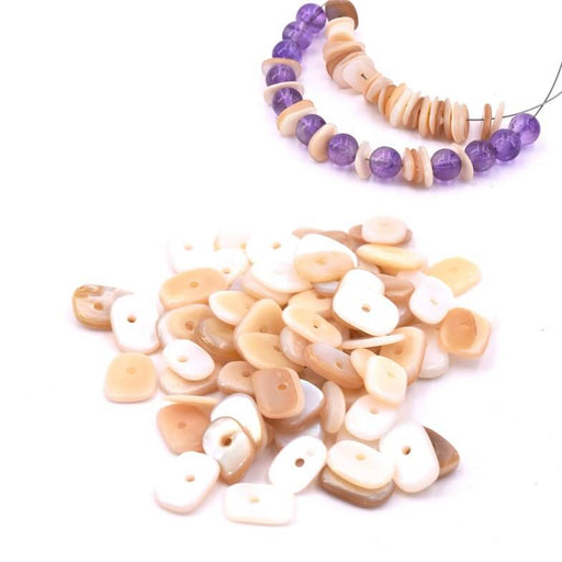 Kaufen Sie Perlen in der Schweiz Heishi Muschelsplitterperlen 7-10x5-7mm - Loch: 1mm (10g)