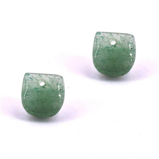 Kaufen Sie Perlen in der Schweiz Halbovale grüne Aventurinperle 11x11x5mm - Loch: 1,3mm (2)