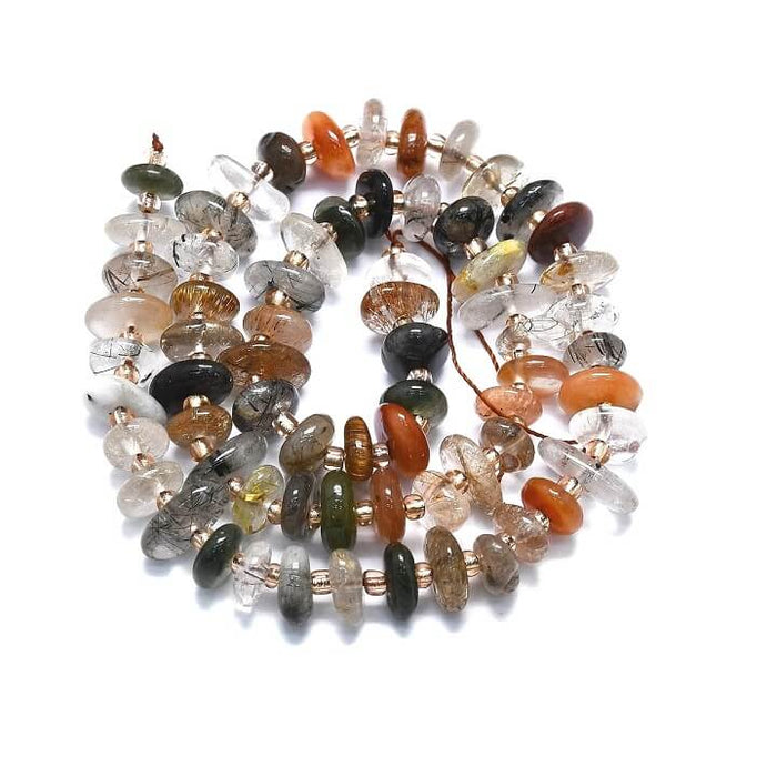 Perle lamelle quartz rutile 6-13x8.5x3-4mm - Trou: 1mm (1)