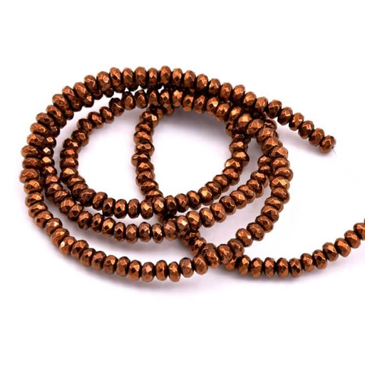 Facettierte Rondellperlen aus synthetischem Hämatit in Bronze – 3 mm (1 Strang – 38 cm)
