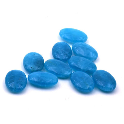 Perle ovale plate jade teinté bleu turquoise 18x13mm - trou: 1mm (10)