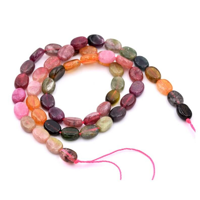 Perles ovales plates en tourmaline 8.5x6.5mm - Trou: 1mm (1)