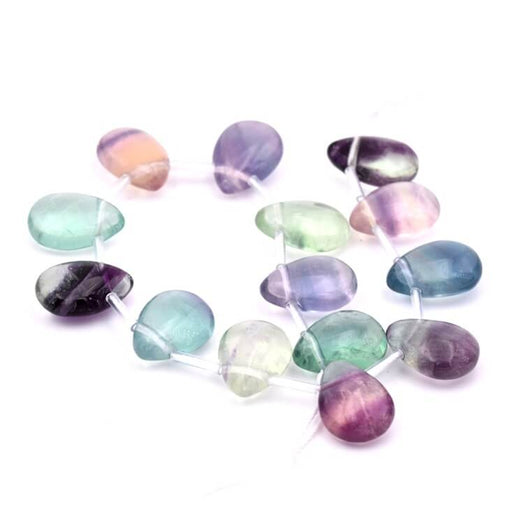 Perles pendentif poire en fluorite naturelle 14x10mm (1 fil )