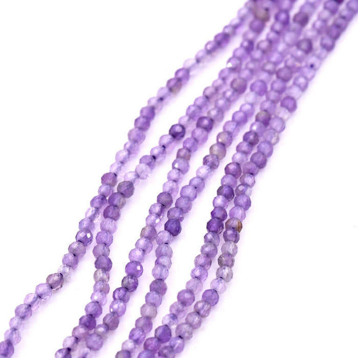 Perle facettes améthyste 2mm - Trou 0.5mm